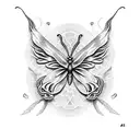 purple Butterfly with a dragon companion tattoo design idea