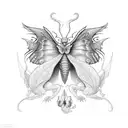 purple Butterfly with a dragon companion tattoo design idea