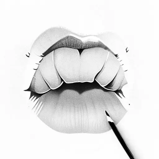 name with lips tattoo design idea