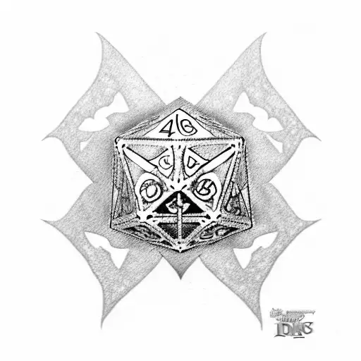 design for a tattoo that has parts of: Lord of the Rings Start Wars Solo Leveling Naruto One Piece Role Playing Dice Con tattoo design idea
