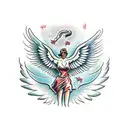 Falling angel with wings spread out tattoo design idea