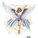 Falling angel with wings spread out tattoo design idea