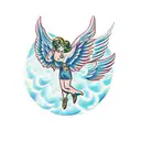 Falling angel with wings spread out tattoo design idea