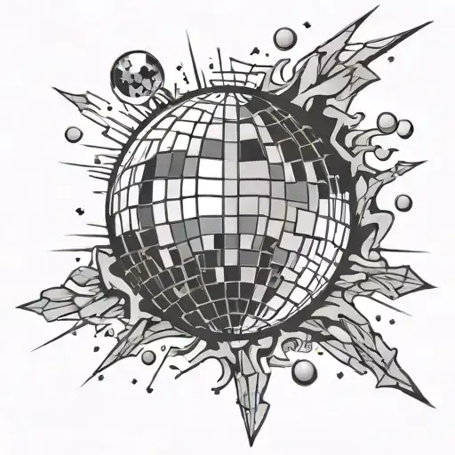 disco ball breaking tattoo design idea