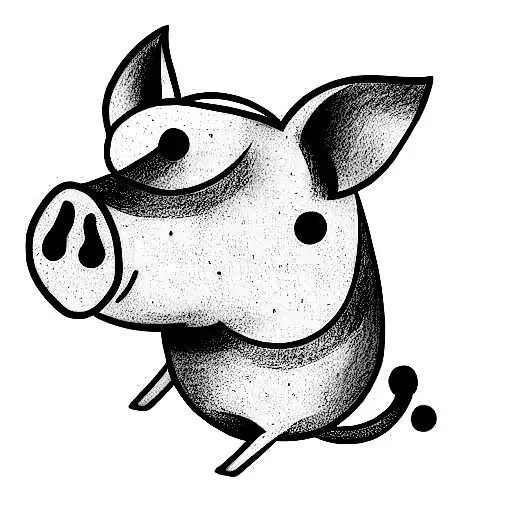 cartoon pig with muscles  tattoo design idea