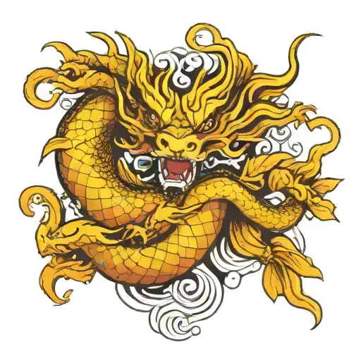 dragon with koi fish tattoo design idea
