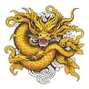 dragon with koi fish tattoo design idea