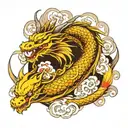 dragon with koi fish tattoo design idea