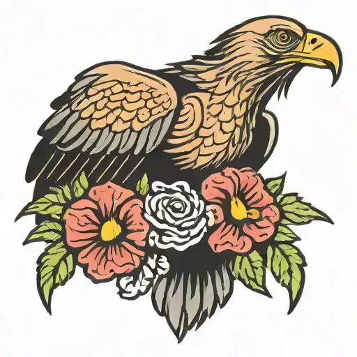vulture and flowers  tattoo design idea