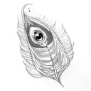 A dotwork tattoo of a beautiful peacock feather incorporating elements from favorite games tattoo design idea