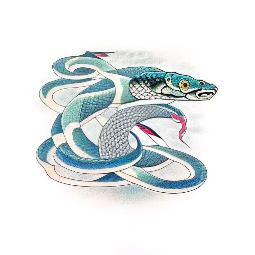 pisces and snake tattoo design idea