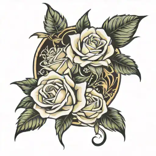 White roses with johnie darko tattoo design idea