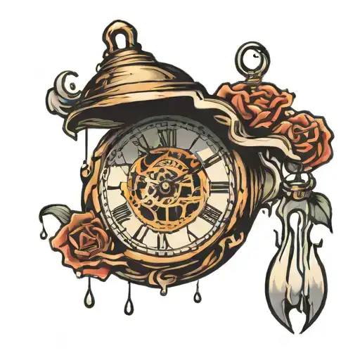 clock melting clock tattoo design idea