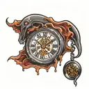 clock melting clock tattoo design idea