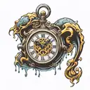 clock melting clock tattoo design idea