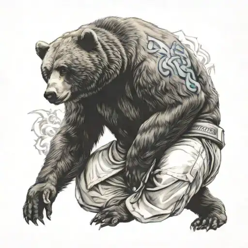 bear doing jiu jitsu in gi tattoo design idea