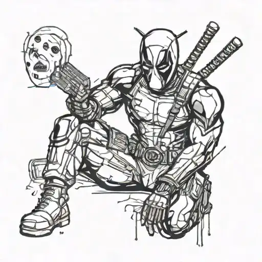 deadpool and blood tattoo design idea