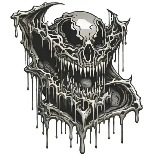 eyes crying into venom drips black tattoo design idea