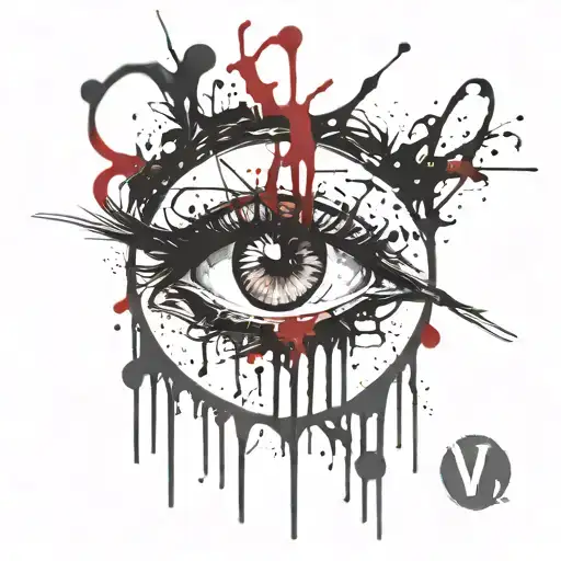 eyes crying venom drips tattoo design idea