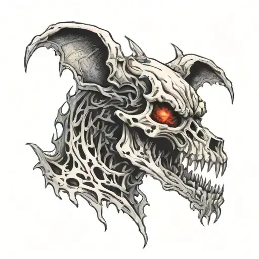 a hell hound skull fire tattoo design idea