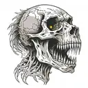 a hell hound half skull fire tattoo design idea
