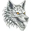 a hell hound wolf skull fire tattoo design idea