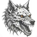 a hell hound wolf skull fire tattoo design idea