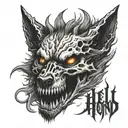a hell hound wolf half skull fire tattoo design idea