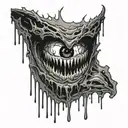 eyes crying into venom drips black tattoo design idea