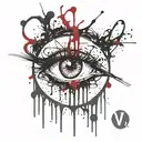 eyes crying venom drips tattoo design idea