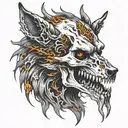 a hell hound wolf skull fire tattoo design idea