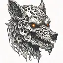 a hell hound wolf skull fire tattoo design idea