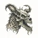 a hell hound skull fire tattoo design idea