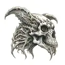 a hell hound skull fire tattoo design idea