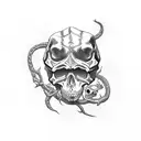 dark snake with skull tattoo design idea