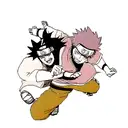 Naruto and Sasuke engaged in an epic battle tattoo design idea