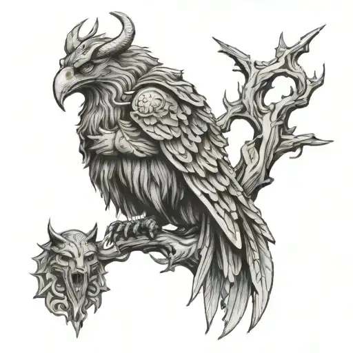 odin junto a frigg y 4 lobos tattoo design idea