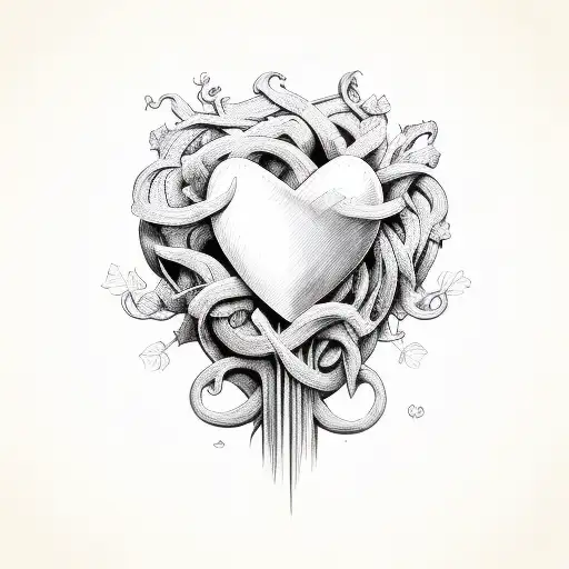 vines heart tattoo design idea