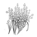 fleur muguet avec feuilles minimaliste ligne fine noire tattoo design idea