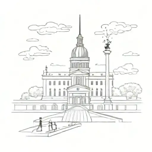 Tattoo. Line art. Black and white outline. Peter and Paul Fortress in St. Petersburg. Tattoo in black and white style. tattoo design idea
