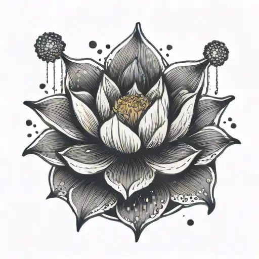 A lotus flower growing out of mud to signify finding inner peace and strength during anxiety attacks tattoo design idea