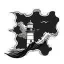 A lighthouse in a stormy sea as a metaphor for guiding oneself through tough times and believing in oneself tattoo design idea