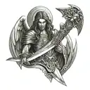 sword of light archangel san miguel angel tattoo design idea
