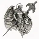 sword of light archangel san miguel angel tattoo design idea