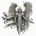 sword of light archangel san miguel angel tattoo design idea