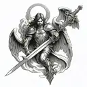 sword of light archangel san miguel angel tattoo design idea