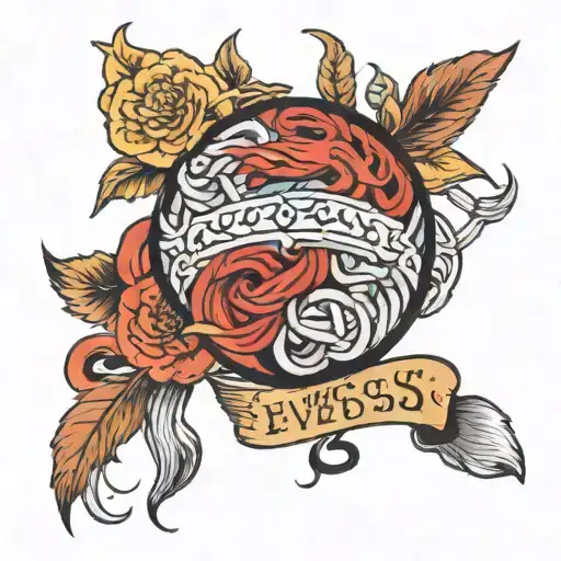 ball of wool with the phrase "everything passes" tattoo design idea
