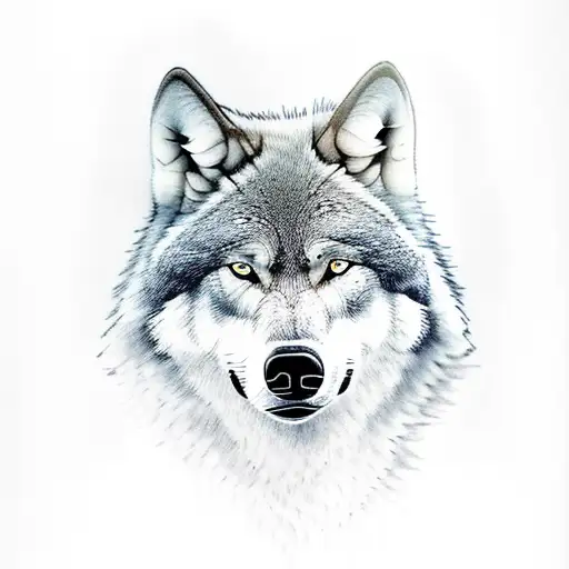 black and grey wolf with his family below tattoo design idea