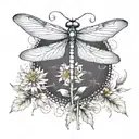 dragonflies surrounding dandelion and quilting design in wings tattoo design idea