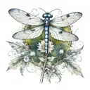 dragonflies surrounding dandelion and quilting design in wings tattoo design idea
